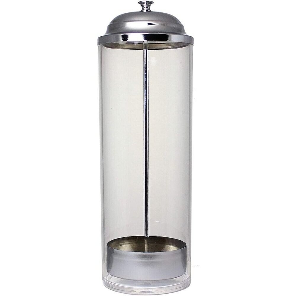 Soda Shop Straw Glass Dispenser Retro Silver Metal Chrome Pull-Up Tray NEW